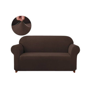 Maguari Ultra Stretch Jacquard 5 Seater Sofa Cover Brown