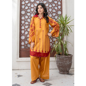 Ahlam Marigold Heart Cotton Suit 2-Piece