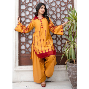 Ahlam Marigold Heart Cotton Suit 2-Piece