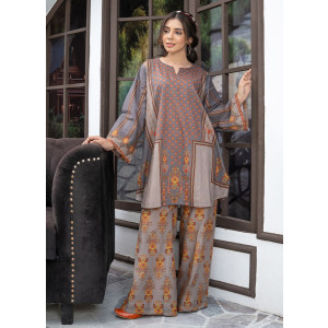 Ahlam Mosaic Grey Printed Lawn Kurta Set 2-piece