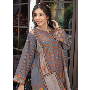 Ahlam Mosaic Grey Printed Lawn Kurta Set 2-piece