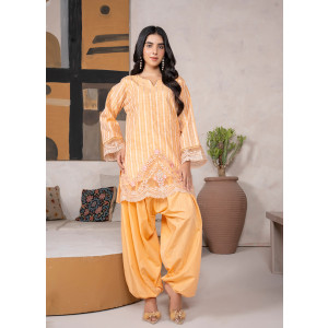 Ahlam Mustard Embroidered Jacquard 2 Piece Suit