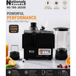 National Gold 3 In 1 Glass Jar Juicer Blender (NG-786-JB30B)