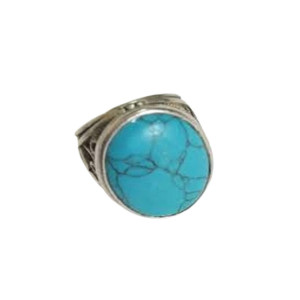 Natural Feroza Gemstone With Chandi Ring