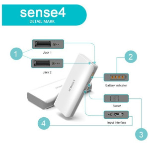 Romoss Sense 4 Plus 10400mAh Power Bank - White