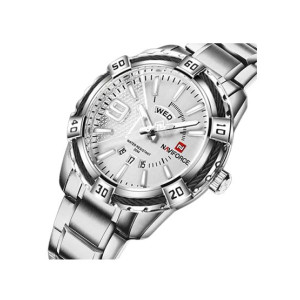 Naviforce Day & Date Edition Watch For Men - Silver (NF-9117-7)