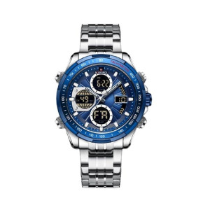 NaviForce Dual Time Exclusive Men's Watch Silver (NF-9197-7)