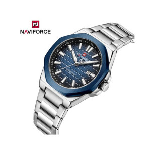 Naviforce Signature Textured Watch For Men Silver (NF-9258-7)