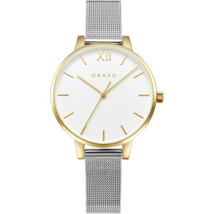 Obaku Liv Gold Bi Watch For Women Grey (V209LXGIMC)