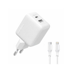 Oraimo 20W PowerCube 201 Dual Port Charger With Type-C To Lightning Cable White (OCW-5203EU-114CL)