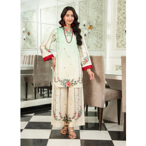 Ahlam Olive Green & Skin Tone Printed Lawn Kurta 1-piece