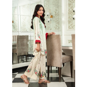 Ahlam Olive Green & Skin Tone Printed Lawn Kurta 1-piece