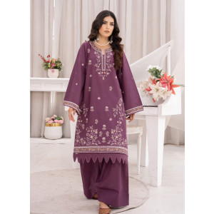 Ahlam Orch Plum Embroidered lawn Suit 2-piece