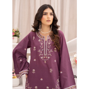 Ahlam Orch Plum Embroidered lawn Suit 2-piece