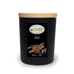 Aromaflick Oud Soy Glass Candle - Black