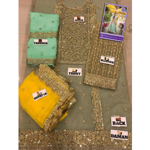 Zr Collection Heavy Embroidered 3pcs Dori Work Collection For Women