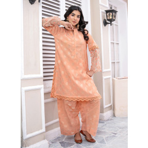 Ahlam Peach Blossom Jackard Embroidery Suit 2-Piece