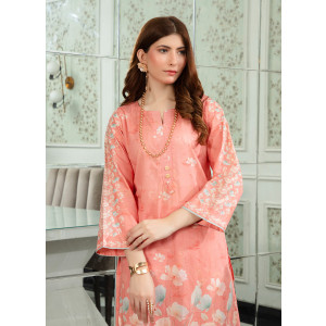 Ahlam Peach Chic Printed Lawn Kurta 1-piece