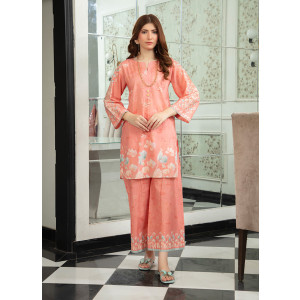 Ahlam Peach Chic Printed Lawn Kurta 1-piece