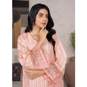 Ahlam Peach Glow Embroidered Jacquard Banarsi 2 Piece Suit