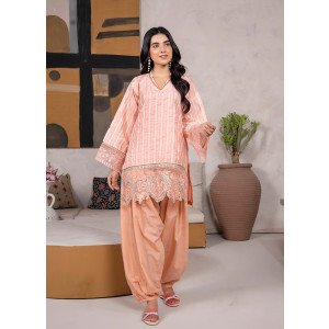 Ahlam Peach Glow Embroidered Jacquard Banarsi 2 Piece Suit