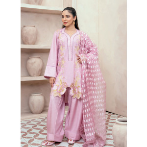 Ahlam Peachy Petals Embroidery Raw Silk Kurta 3-piece