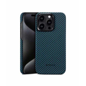 Pitaka MagEZ Aramid Fiber Case For iPhone 15 Pro Max Black/Blue Twill (PIT-0007)