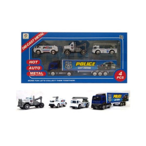 Planet X Police Cars With Container Truck (PX-10484)
