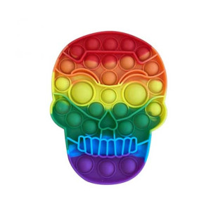 Planet X Silicone Pop It Toy Rainbow Skeleton Skull Face (PX-11135)