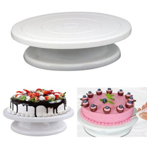 AGM Cake Decorating Turntable Stand,Cake Turntable Revolving Cake Decorating Stand | 360� Rotating, 28 cm, Plastic, White