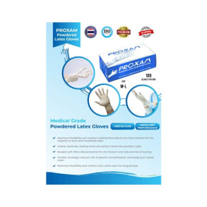 Proxam Powdered Latex Examination Gloves Medium Size 
