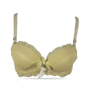 Purple Bag Fancy Lace Soft Double Padded Wireless Pushup Bra Off White (0013)