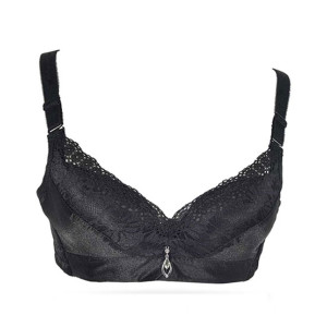 Purple Bag Fancy Lace Wireless Soft Padded Pushup Bra Black (0021)