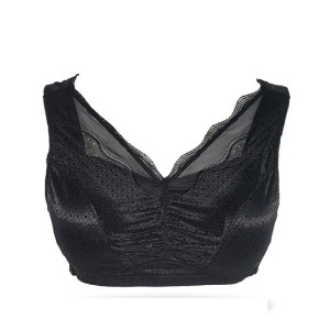 Purple Bag Fancy Net Lace Soft Padded Wireless Bra Black (0038)