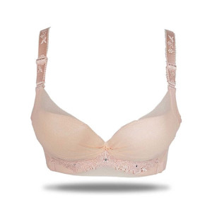 Purple Bag Lace Net Soft Padded Under Wired Bra Pink (OFW0037)