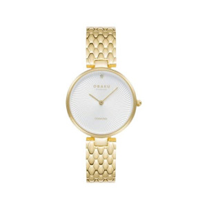 Obaku Diamant Cider Quartz Watch For Women Gold (V256LXGISG)
