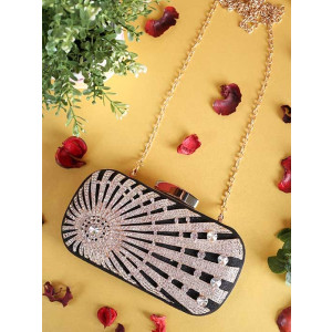 Rangoon Beads Fancy Clutch For Women Black