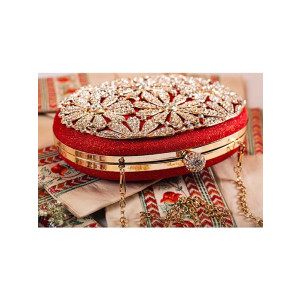 Rangoon Flower Fancy Clutch For Women Red