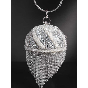 Rangoon Round Ball Clutch For Women Silver