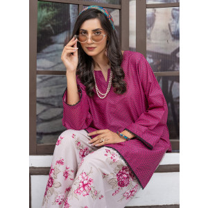 Ahlam Raspberry Meadow Printed Lawn Kurta Set 2-piece