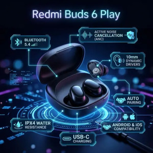 Jtechzone Redmi Buds 6 Play Black