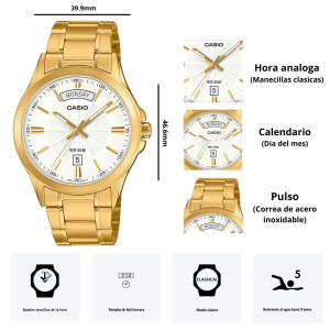 Casio Gold White Dial Masterpiece Watch For Men - (MTP-1381GD)