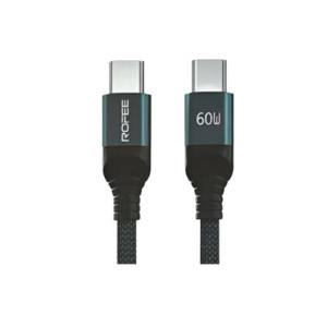 Rofee 60W C Type to C Aluminum Alloy Smart & Fast Nylon Data Cable 1.2M Black (505-C)