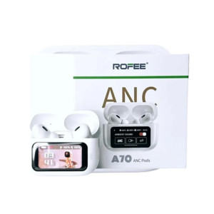 Rofee A70 ANC Earbuds With Digital LCD - White