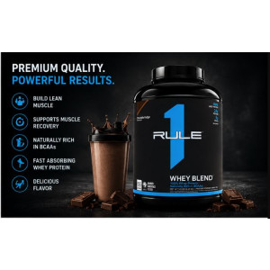 Rule 1 R1 Protein Powder 100% Whey Protein Isolate Chocolate Fudge