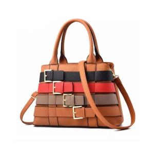 Saad Collection PU Leather Hand Bag For Women - Brown