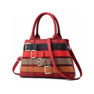 Saad Collection PU Leather Hand Bag For Women - Red