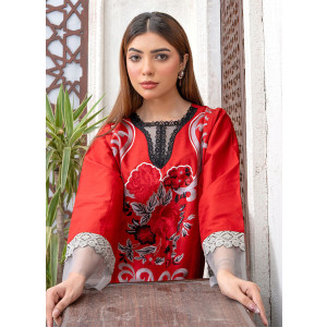 Ahlam Scarlet Valvet Cotton Suit 2-Piece