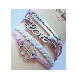 Scenic Accessories Love Note Leather Bracelet For Women Pink