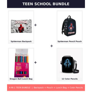 School Squad Bundle 03– Backpack, Pouch, Lunch Bag & Color Pencils
